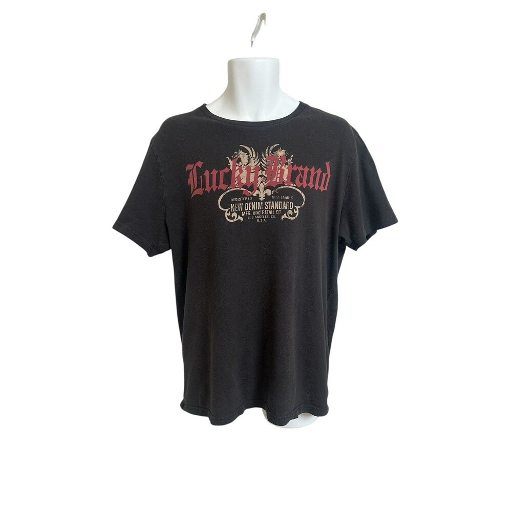 Lucky Brand Shirt Men's XL Black Classic Fit Graphic T-shirt New Denim Standard